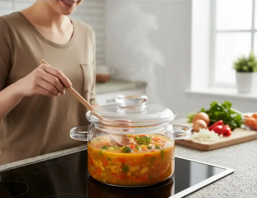 KARŠUMAI ATSPARUS STIKLINIS PUODAS SU LUXITO TRANSPARENT 1,5L