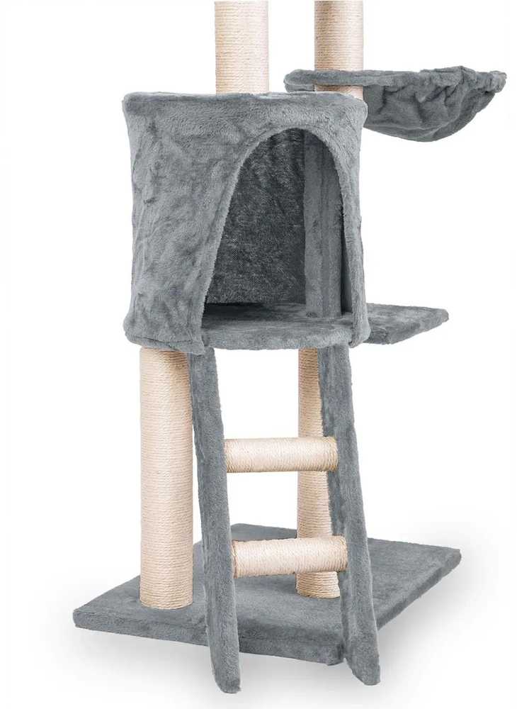 Katės draskyklė 140 cm DR-267 Pethaus su pele, šviesiai pilka