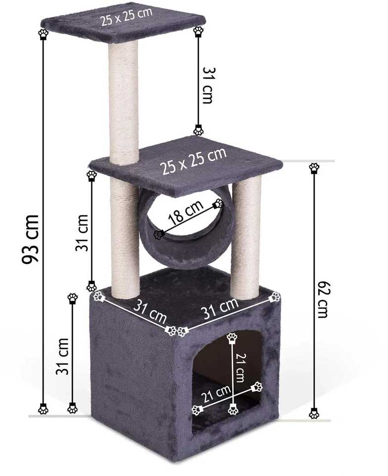 Katės draskyklė 93 cm DR-259 Pethaus su pele, pilka