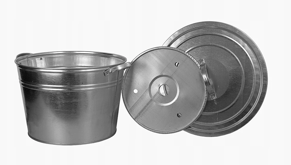 KATILAS, CINKUOTAS METALINIS PUODAS, 25L, Dangtis + Įdėklas