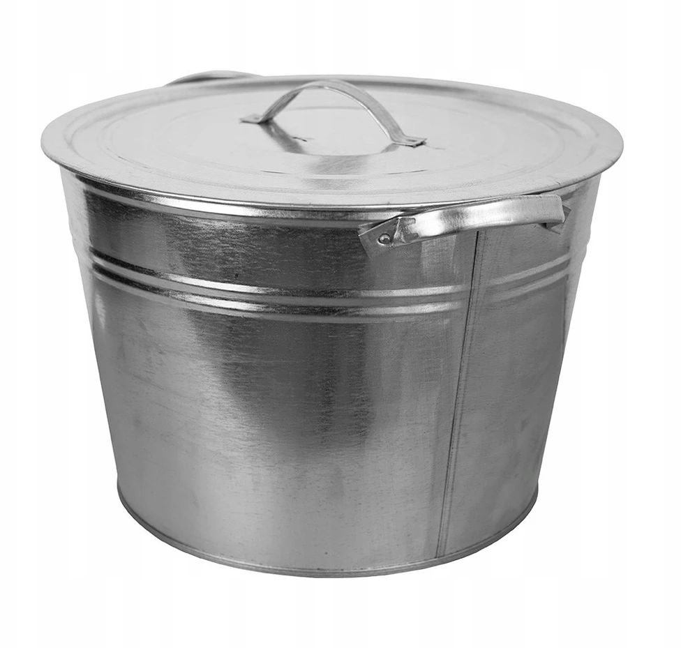 KATILAS, CINKUOTAS METALINIS PUODAS, 25L, Dangtis + Įdėklas