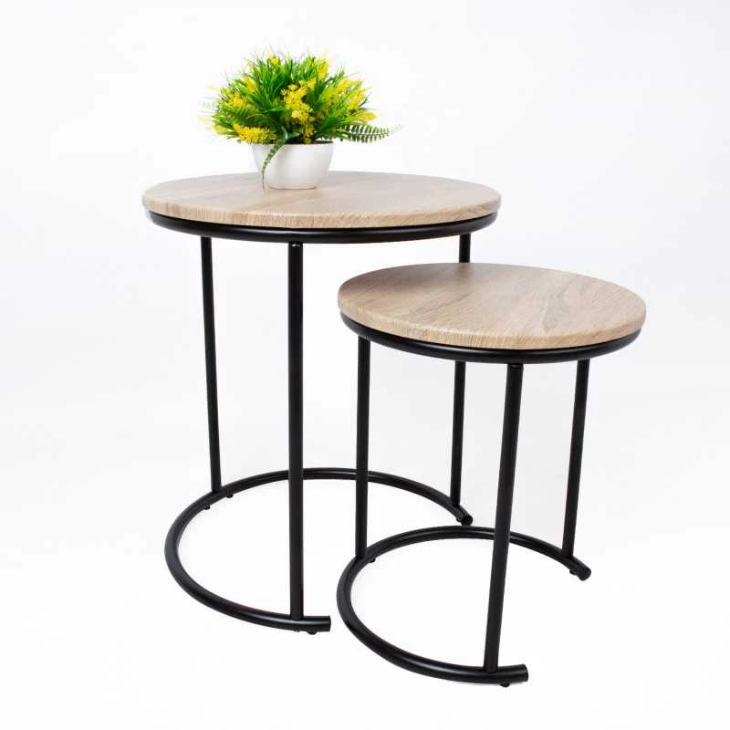 Home4You Kavos staliukai ELTO D44,5xH50cm D34,5xH40cm Ąžuolo