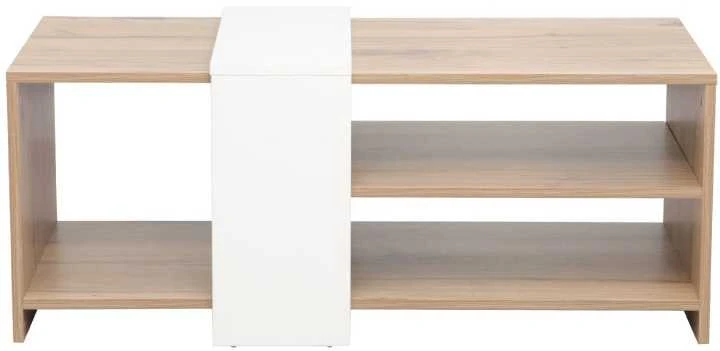 Home4You Kavos staliukas HANNES 100x53x41,5cm Rustic/Baltas melaminas
