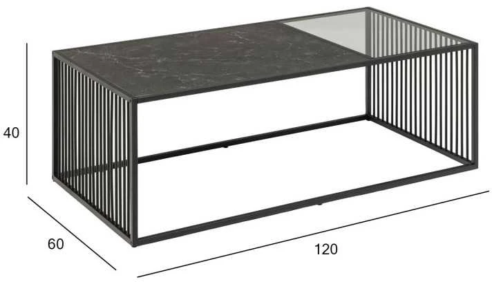 Black Red White Home4You Kavos staliukas STRINGTON 120x60xH40cm Juoda (MT_ACT/STO_STRING_120-BLACK)