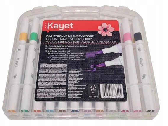 Kayet Akrilo Žymekliai 24 Vnt. Metalizuoti su Dvigubu Antgaliu
