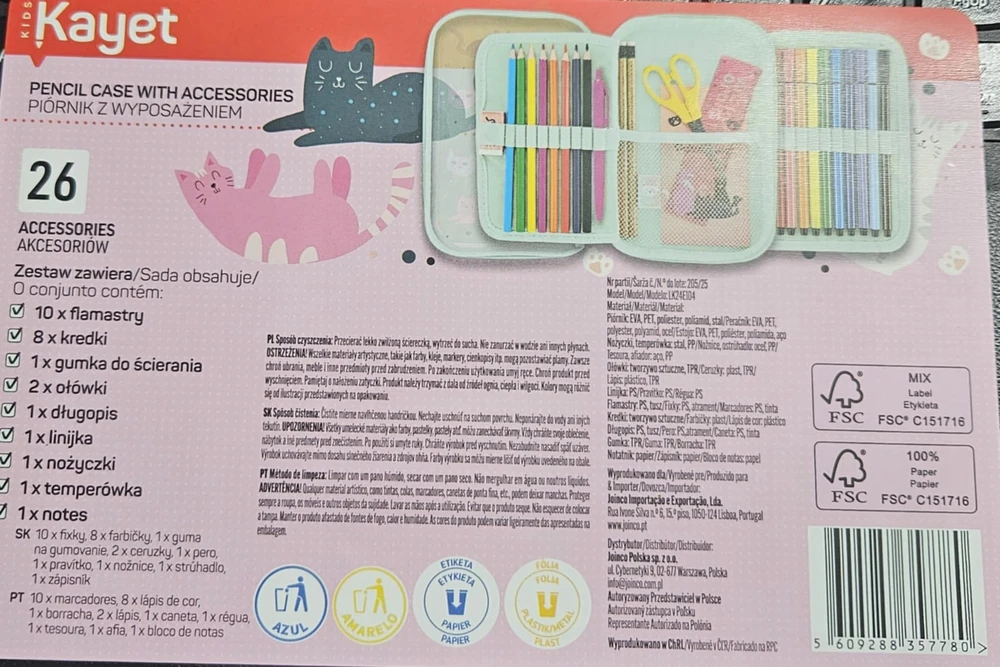 Kayet Dvigubas Mokyklinis Pieštukų Dėklas su Reikmenimis - Katytės