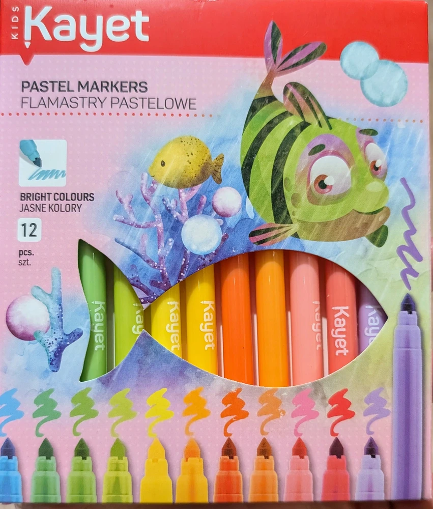 Kayet Pastelinių Spalvų Flomasteriai – 12 Vnt.