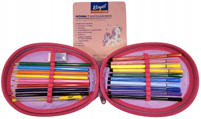 Kayet Unicorn Oval Pieštukas Case with Accessories - Violetinė