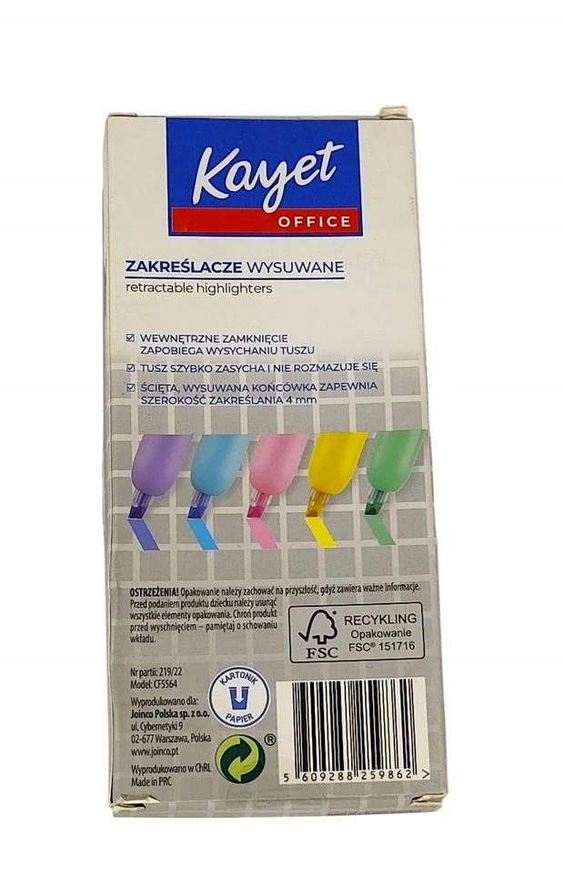 Kayet žymekliai 5 vnt. spalvoti – mokyklai ir biurui