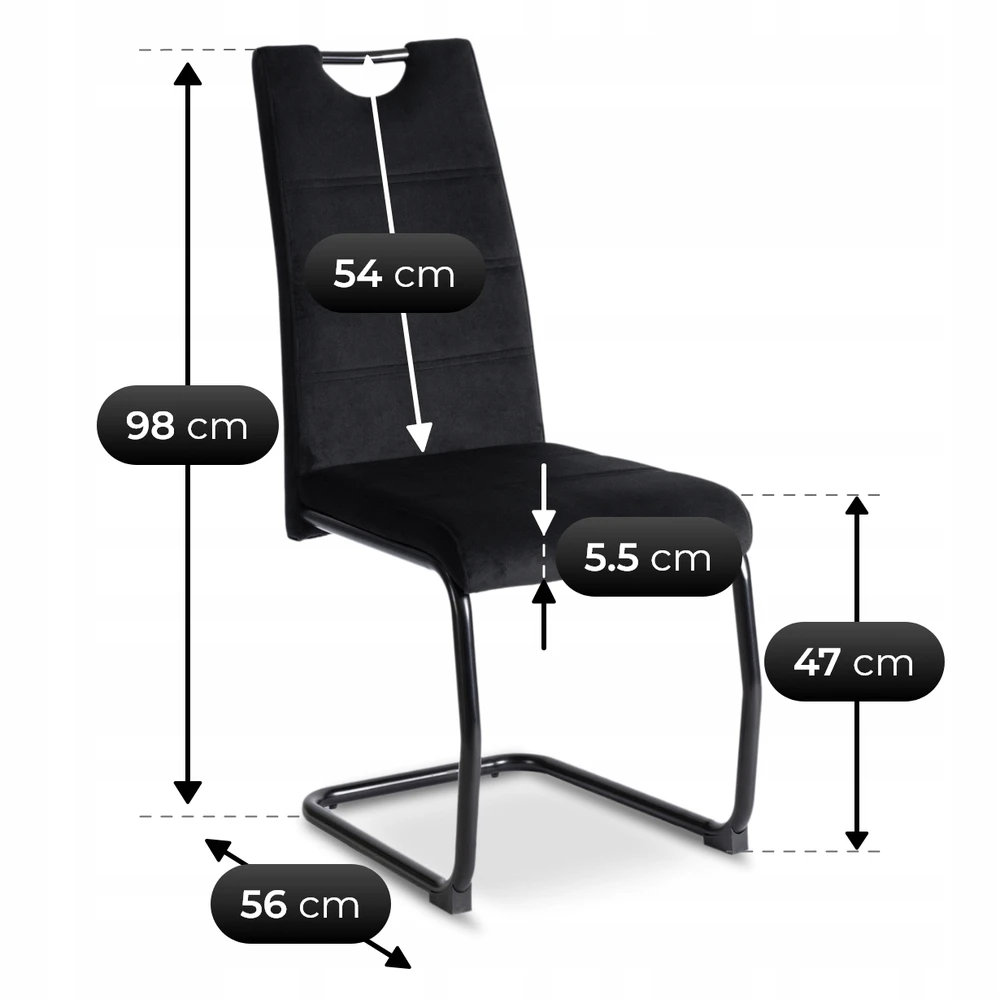 Kėdė Mebel Elite LOPEZ, aksominė, juoda