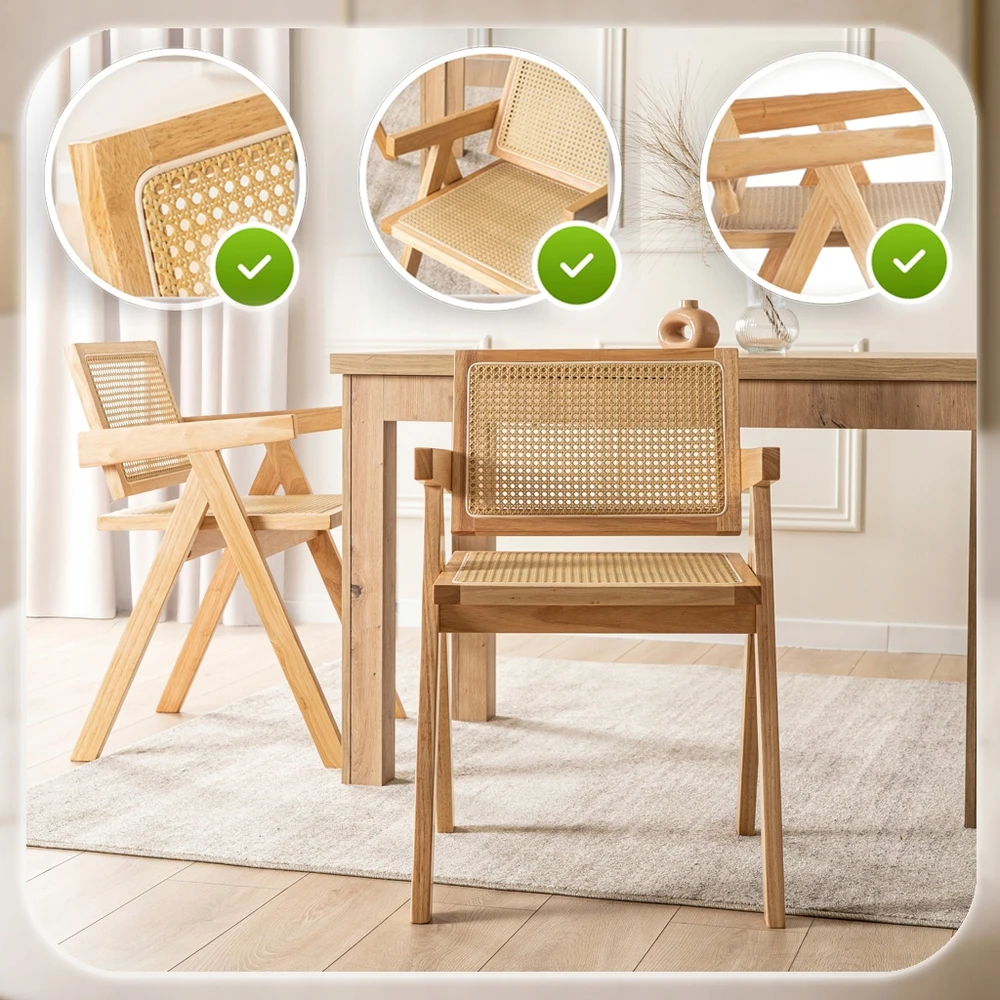 Kėdė Mebel Elite MADERA, medinė, ąžuolo spalvos, smėlio apmušalas