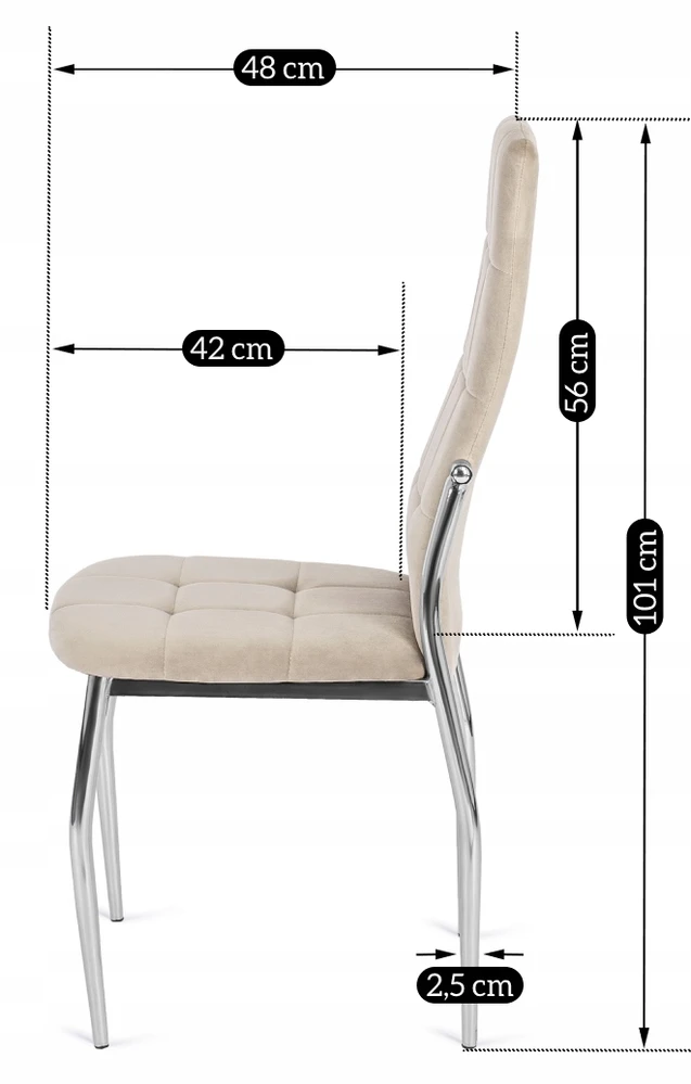 Kėdė Mebel Elite MOLLY, veliūrinė, smėlio spalvos
