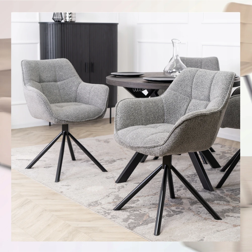 Kėdė Mebel Elite PEONY, pasukama, pilka
