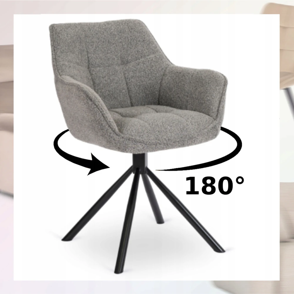 Kėdė Mebel Elite PEONY, pasukama, pilka