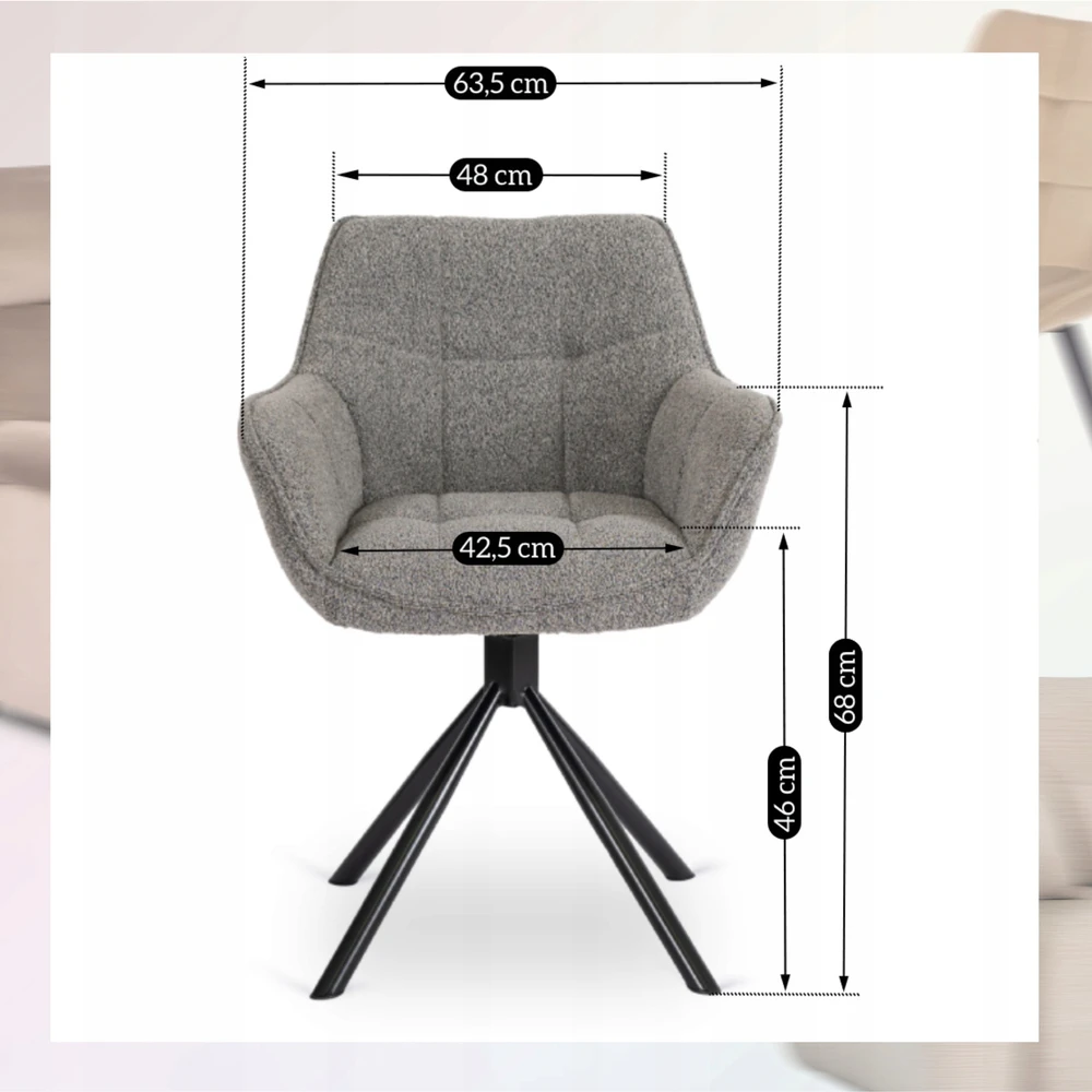 Kėdė Mebel Elite PEONY, pasukama, pilka