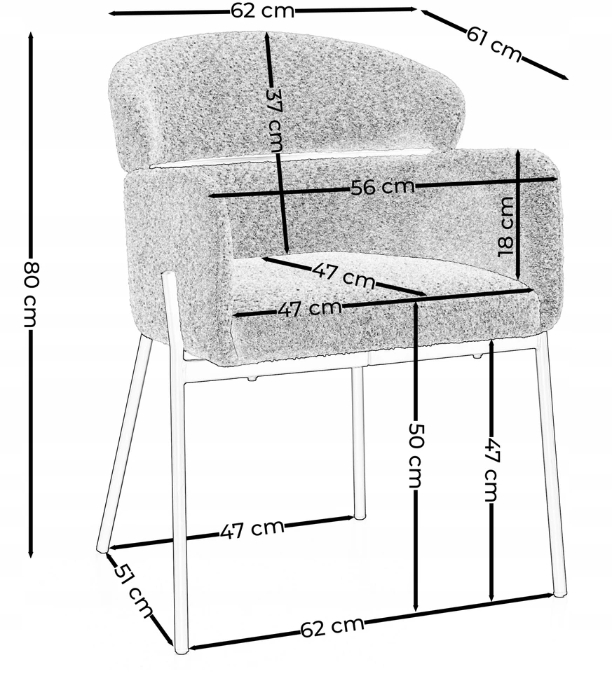 Kėdė NEW HOME BOLZANO, šviesiai pilka, 1 vnt.