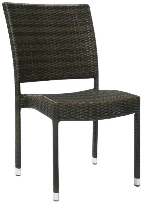 Home4You Kėdė WICKER-3, 60x49,5xH92,5cm, rėmas: aliumininis su plastikinių vytelių apdaila, spalva: tamsiai ruda