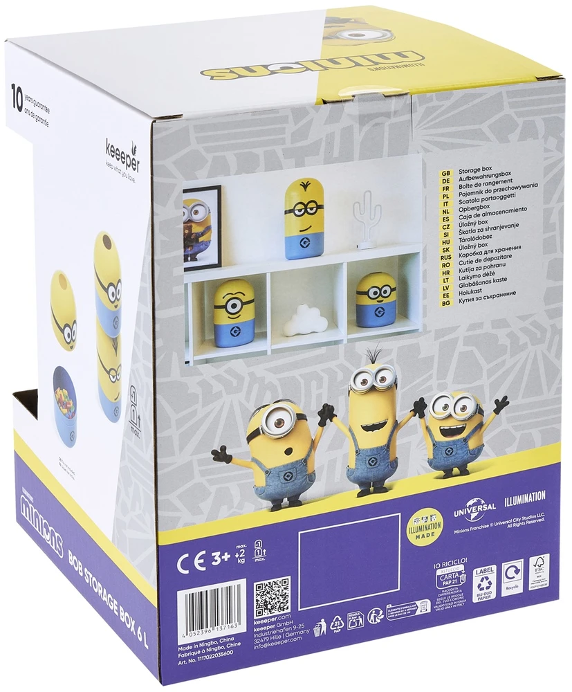 Keeeper Daiktadėžė Kevin 10L "Minions" Ø20x38cm geltona/mėlyna
