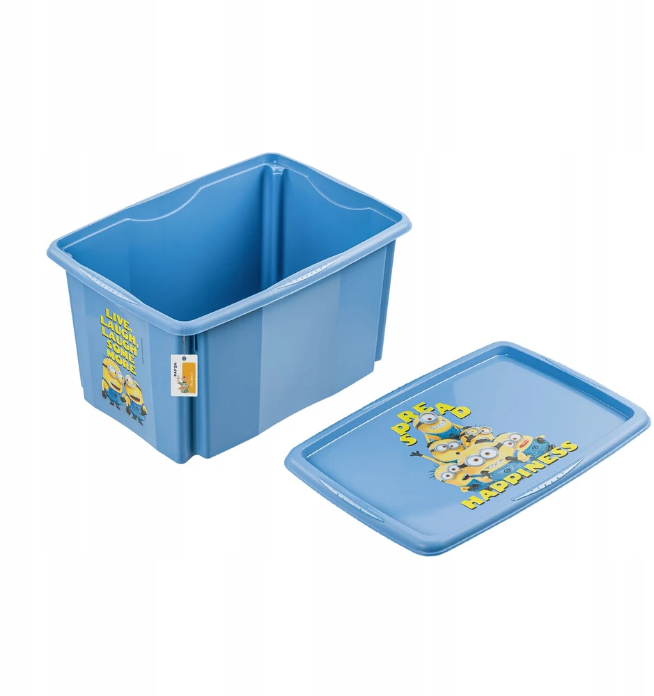 Keeper Pojemnik na zabawki su pokrywą karolina "minions happiness" 45 l soft mėlynas