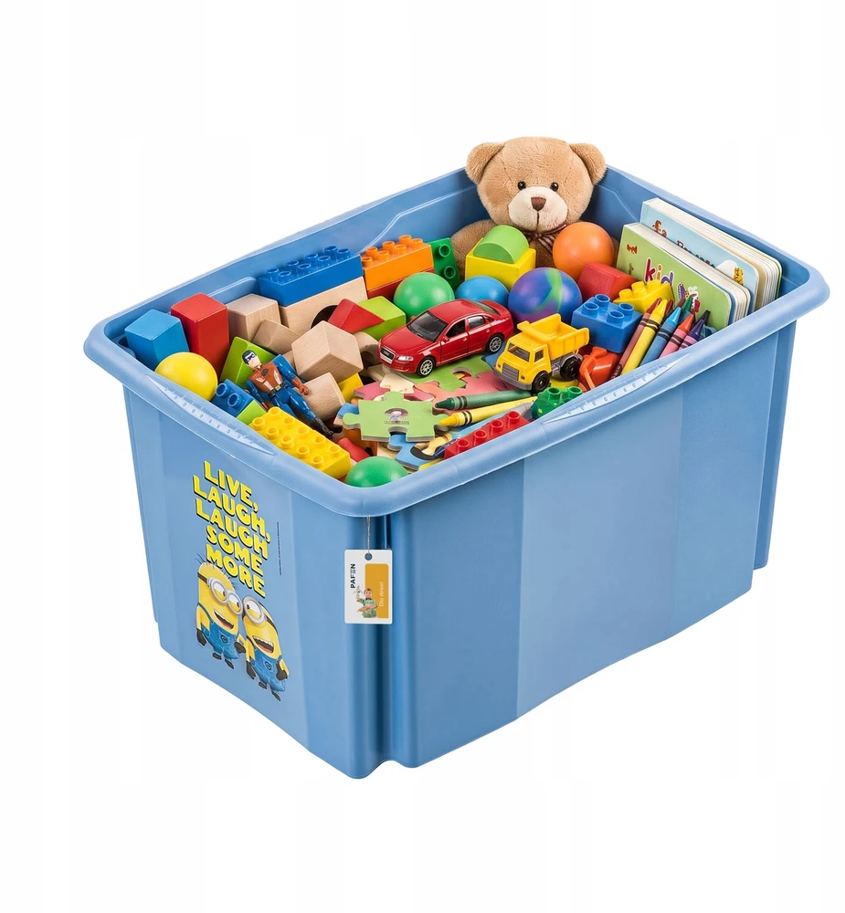 Keeper Pojemnik na zabawki su pokrywą karolina "minions happiness" 45 l soft mėlynas