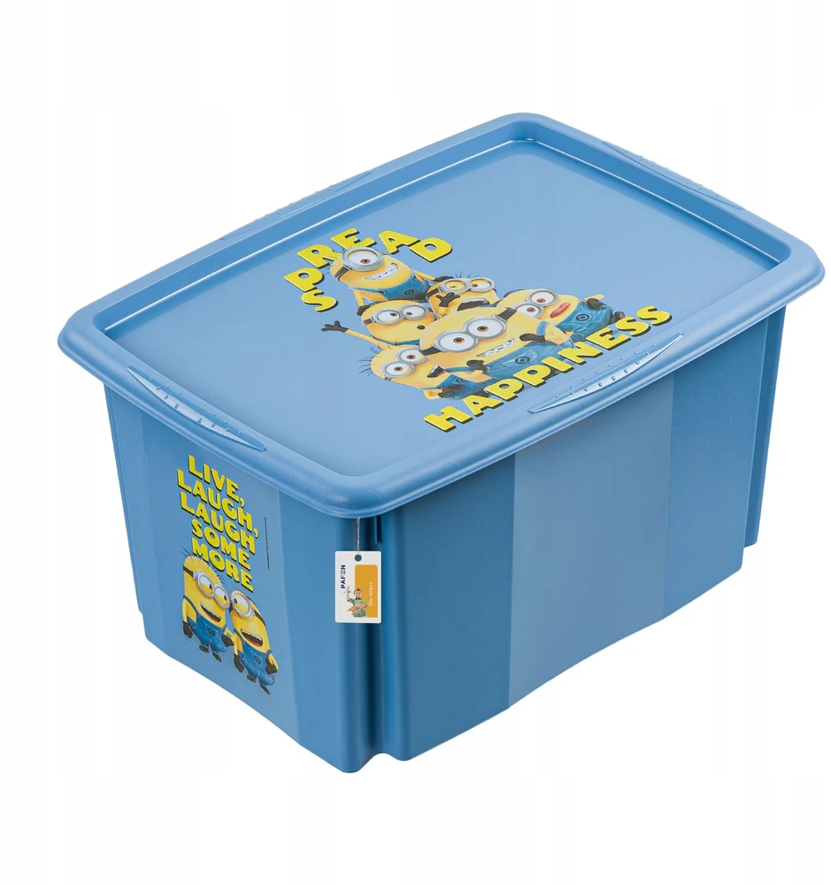 Keeper Pojemnik na zabawki su pokrywą karolina "minions happiness" 45 l soft mėlynas