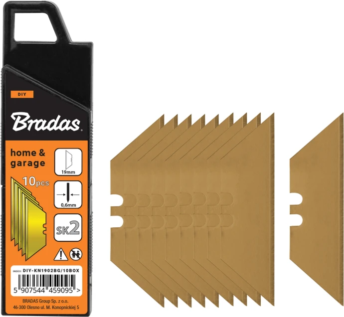 TRAPEZOIDAL BLADES DIY-KN1902BG/10B 19 mm BRADAS