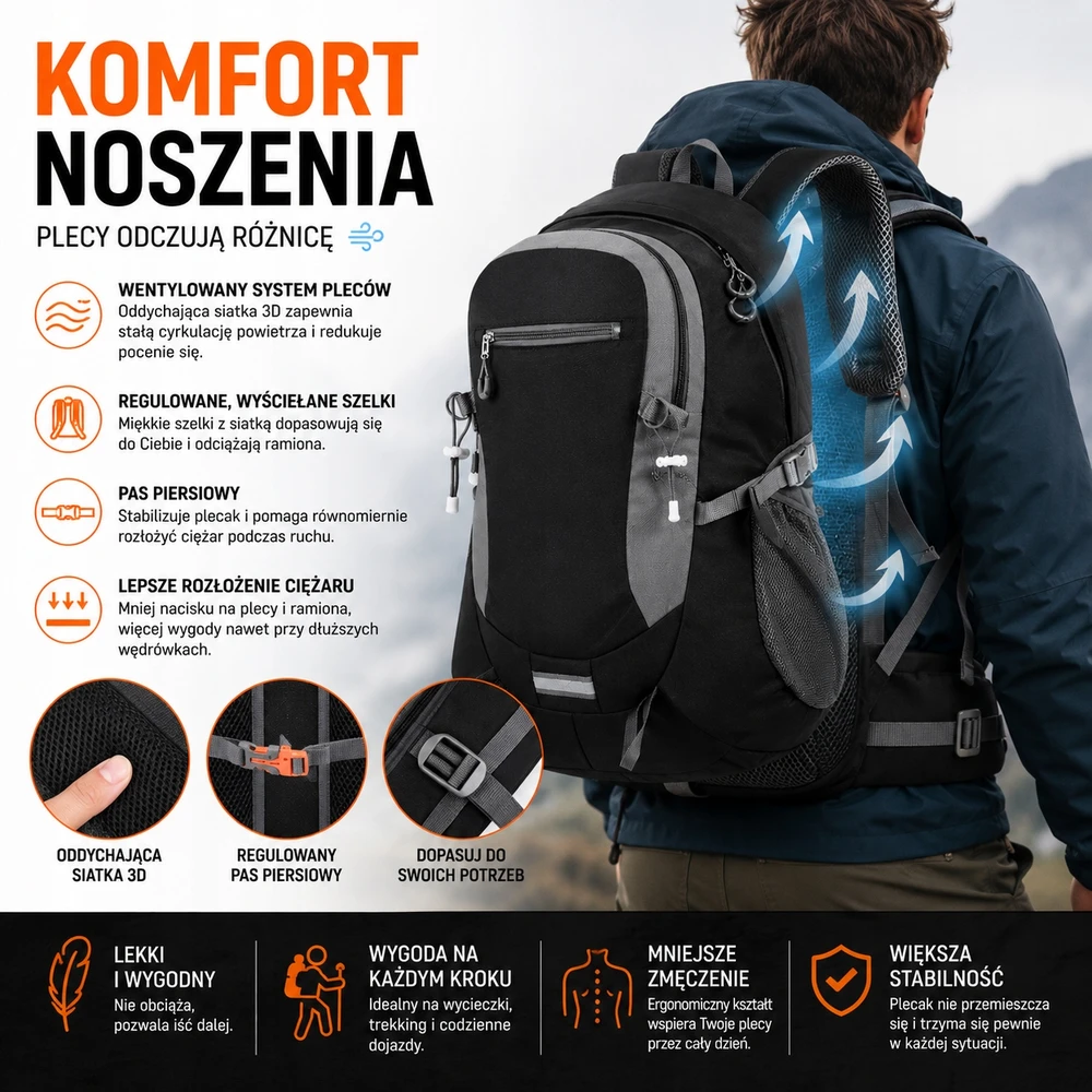 KELIONĖS TURISTŲ KURIŠINĖ 40L MIESTO MOKYKLINĖ KUPRINĖ A4 NEŠIAMOSIAM kompiuteriui KELIONĖMS