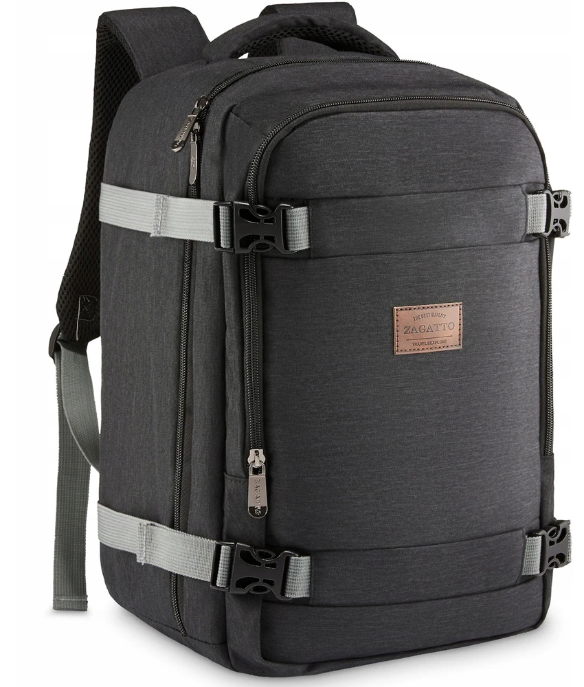 Zagatto Lengva rankinio bagažo kuprinė 40x25x20 cm su 5 kišenėmis, juoda