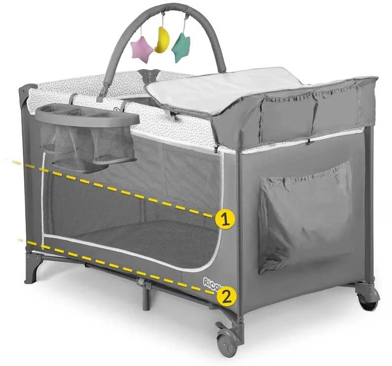 Ricokids Kelioninė lovelė 125x65x78cm RK-241 pilka
