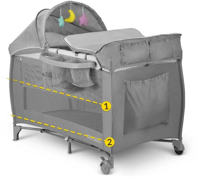 Ricokids Kelioninė lovelė 125x65x78cm RK-242 pilka