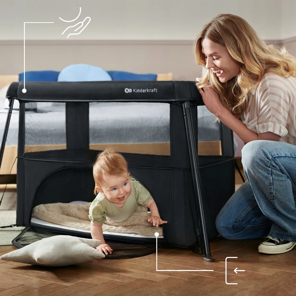KINDERKRAFT CAMI kelioninė lovelė juoda