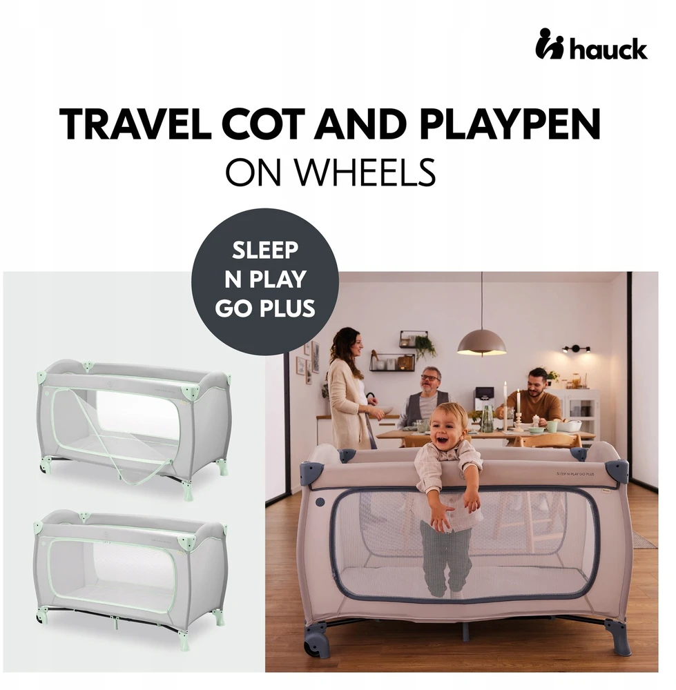 Kelioninė lovytė - maniežas Hauck Sleep N Play Go Plus, Dusty Mint