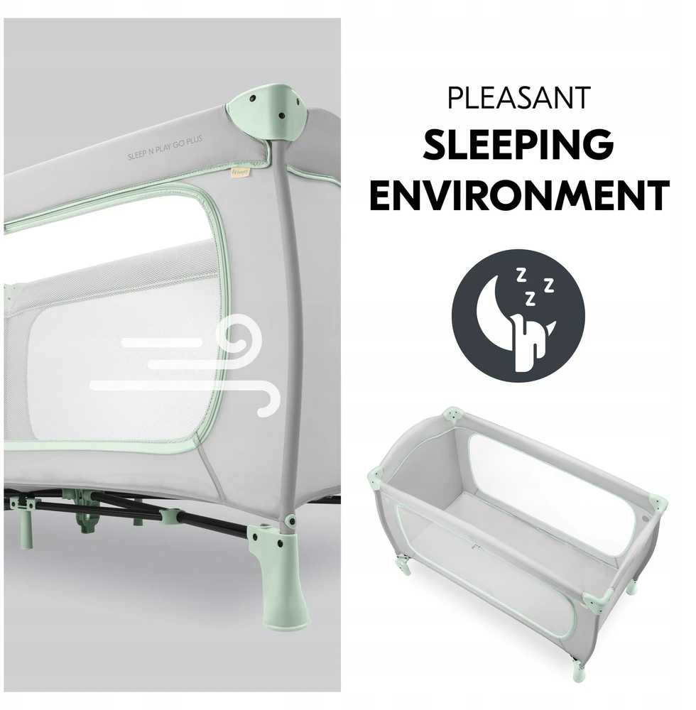 Kelioninė lovytė - maniežas Hauck Sleep N Play Go Plus, Dusty Mint