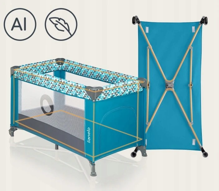 LIONELO Kelioninė lovelė Stefi Žalias Turquoise