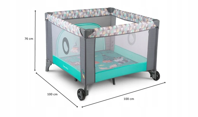 Kelioninė lovytė-maniežas Lionelo Lene, Turquoise Scandi