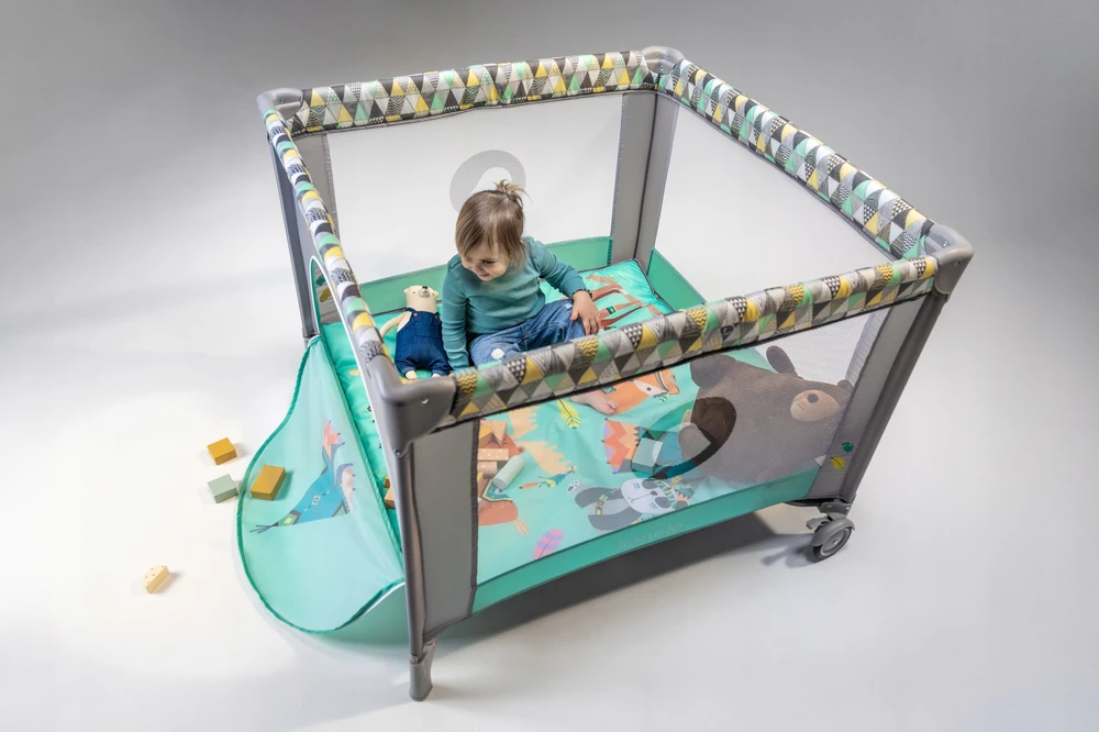 Kelioninė lovytė-maniežas Lionelo Lene, Turquoise Scandi