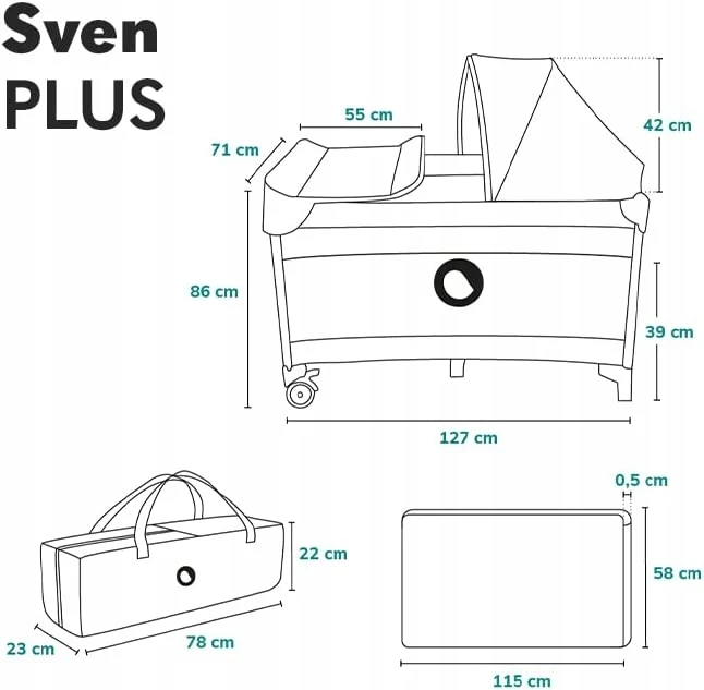 Kelioninė lovytė-maniežas su vystymo stalu iki 15 kg Lionelo Sven Plus Pilkas Scandi