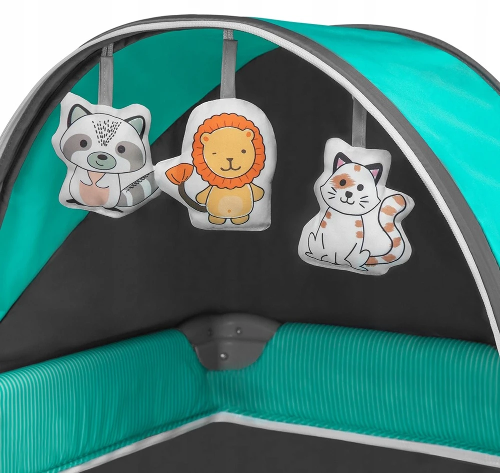 Kelioninė lovytė-maniežas su vystymo stalu iki 15 kg Lionelo Sven Plus Turquoise/Pilkas