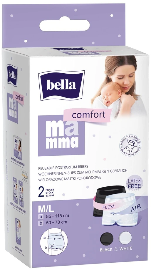 Kelnaitės po gimdymo M/L BELLA MAMMA COMFORT Daugkartinės, elastinės, 2 vnt.