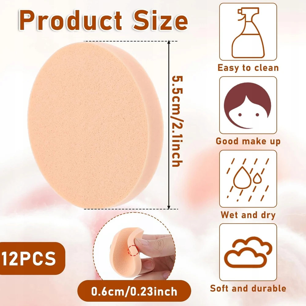 KEMPINĖS 12 Vnt. APVALIOSIOS KOSMETIKOS VEIDO MAKIAŽUI SOFT FLEXIBLE