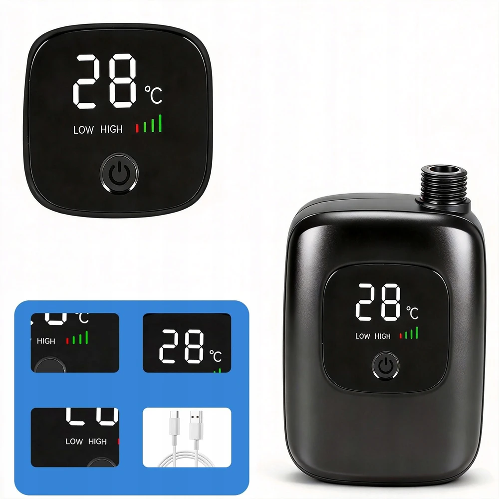 KEMPINGAS TURISTINIS DUŠAS ELEKTRINIS SIURBLIS LCD 2400 MAH Akumuliatorius