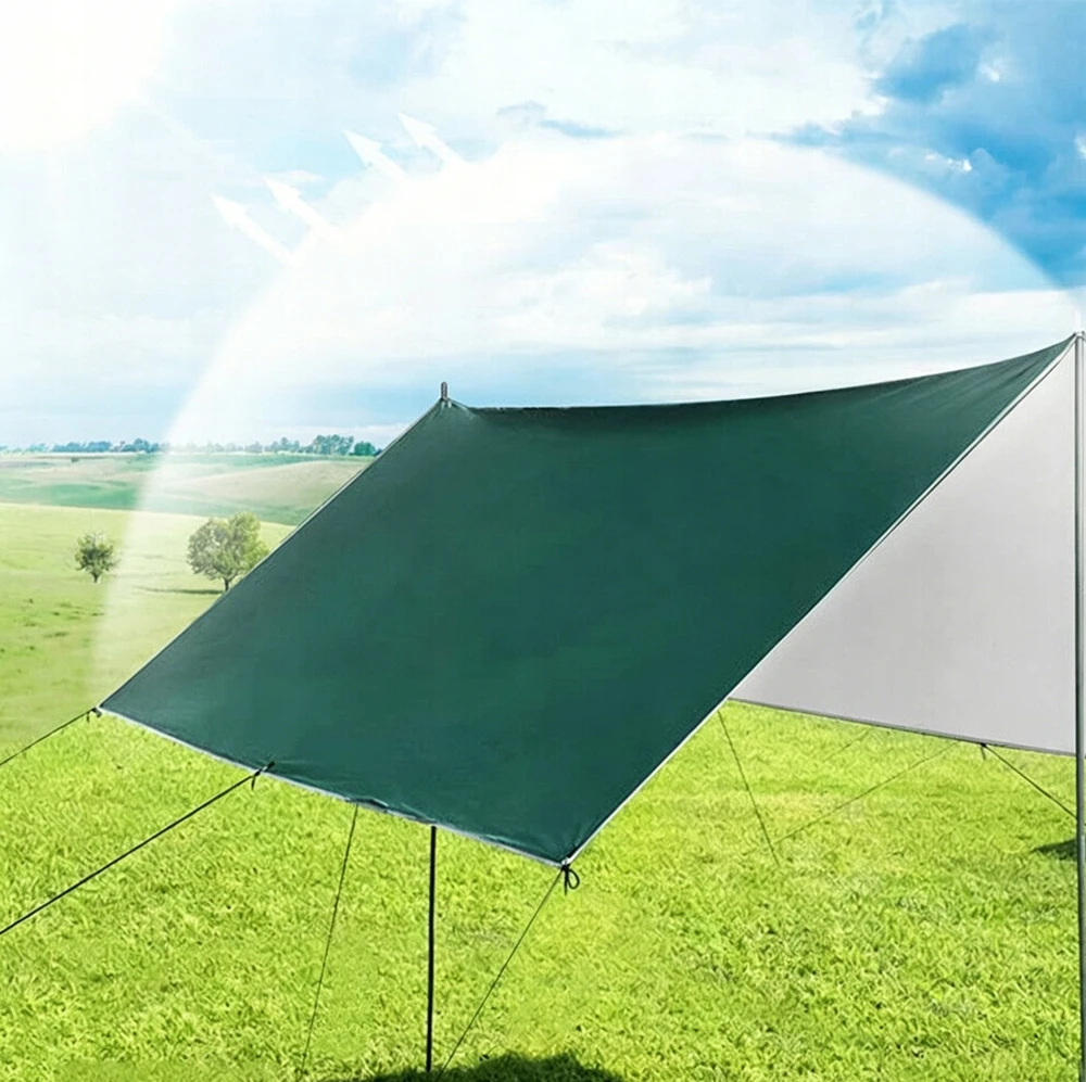 KEMPINGO TARP SAULĖS LAKŠTĖS, ATLIEKUS VANDENIUI, 3M, ŽALIA, 2M AUKŠTIS