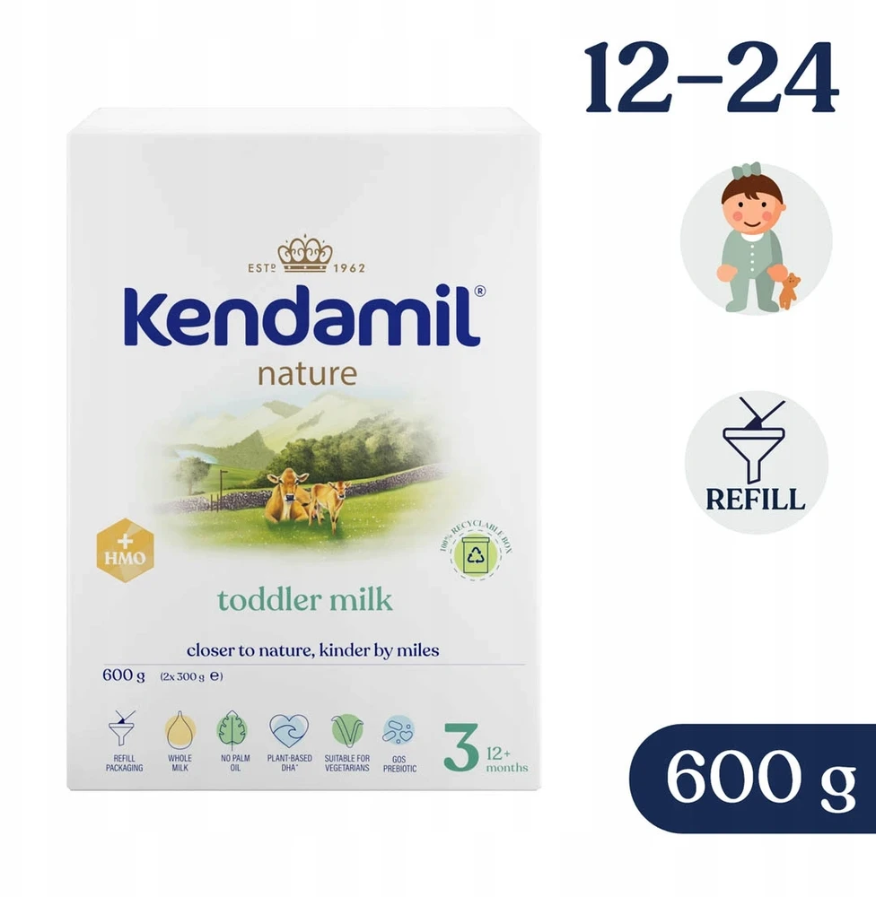 Kendamil 3 Bio Nature Modified Milk Be žuvų taukų HMO+ 600g