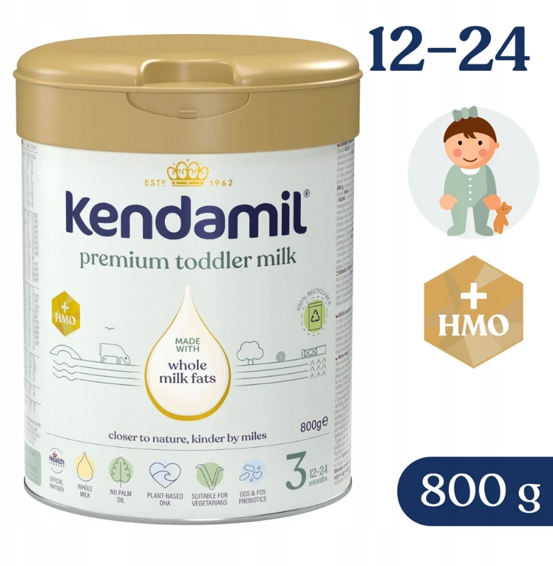Kendamil 3 Premium Modified Milk 800g Be DHA žuvų taukų