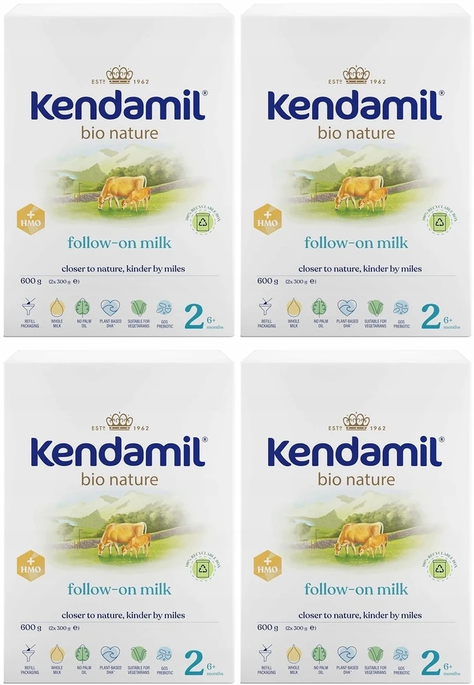 KENDAMIL BIO NATURE 2 TOLESNI PIENO MILTELIAI SU HMO+ PO 6 MĖNESIŲ 600g x4