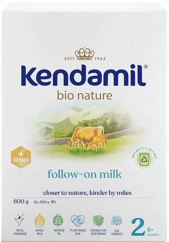 KENDAMIL BIO NATURE 2 TOLESNI PIENO MILTELIAI SU HMO+ PO 6 MĖNESIŲ 600g x4