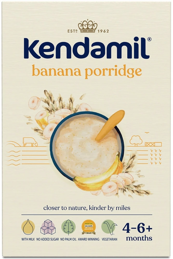 KENDAMIL GRŪDAI IR PIENAS SU BANANAIS BE PALMIŲ ALIEJUS 150g