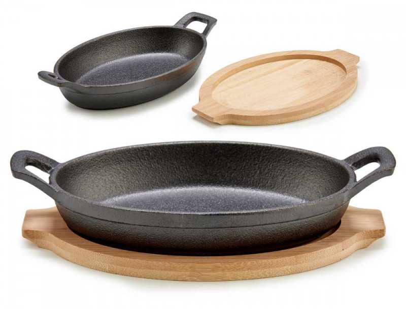 Kinvara Kepimo indas kalioji geležis su bambukiniu padėklu 22x12x5 cm (max 260C) 64308