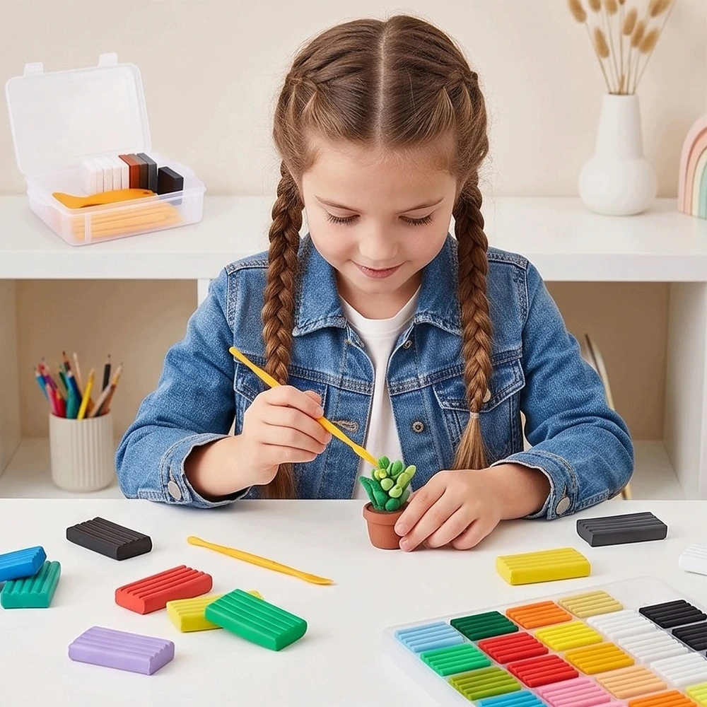Kepimo plastilinas BEDEE 39 Vnt 25g Su įrankiais ir knyga vaikams