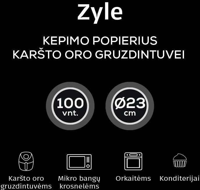 Kepimo popierius karšto oro gruzdintuvei Zyle Ø23 ZY3520AFP, 100 vnt